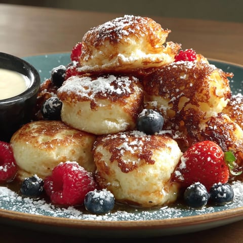 A plate of scrambled pancake bites.