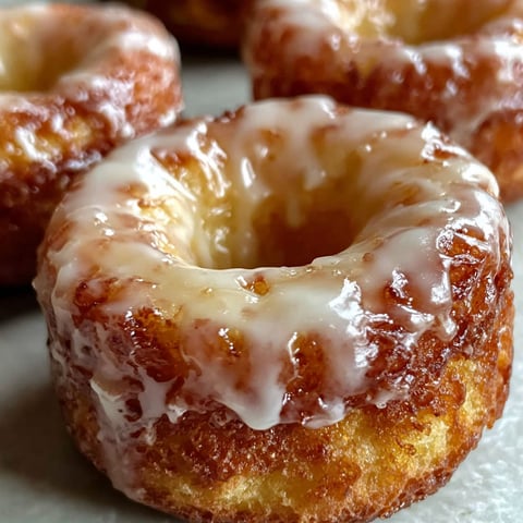 A glazed donut with a hole in the center.