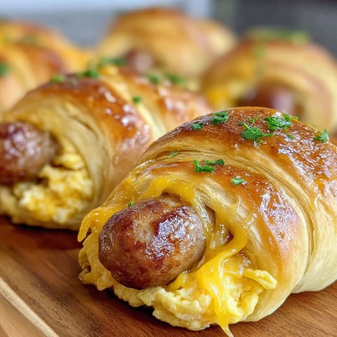 A plate of breakfast pigs in blanket.