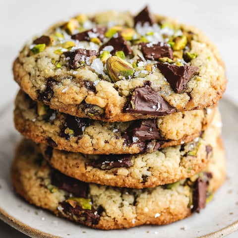 A stack of pistachio chocolate chip cookies.