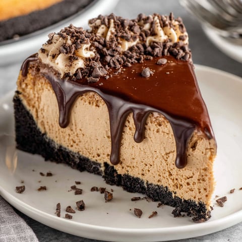 A slice of Mocha Cheesecake.