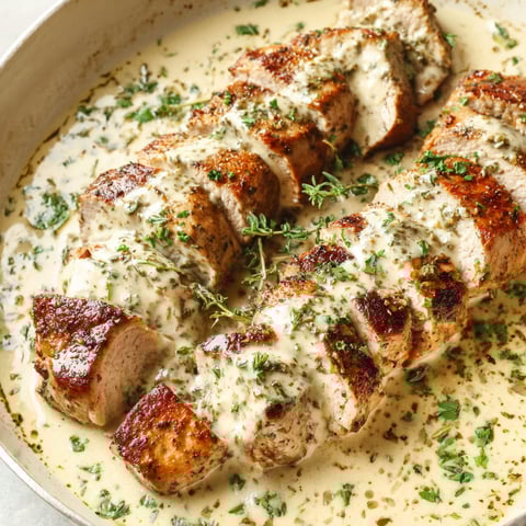 A creamy white wine pork tenderloin.