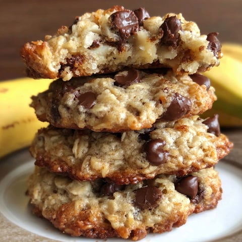 Three stacked chewy banana oatmeal cookies.
