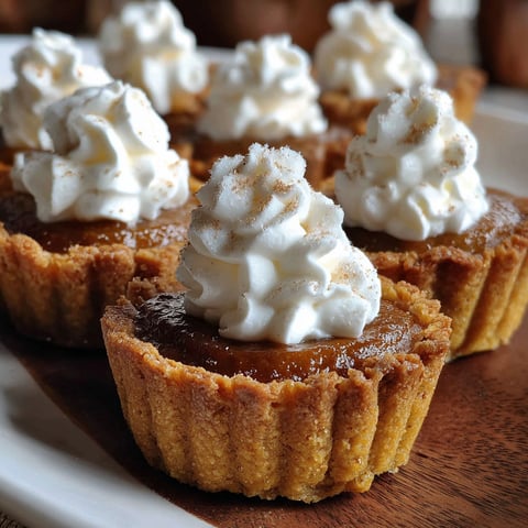 A plate of mini pumpkin pies with whipped cream on top.