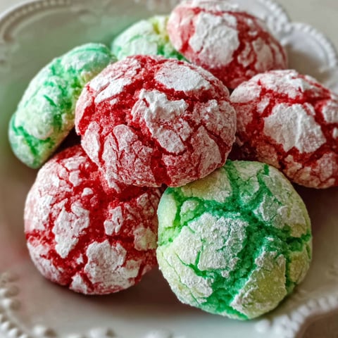 A plate of Christmas crinkle cookies.