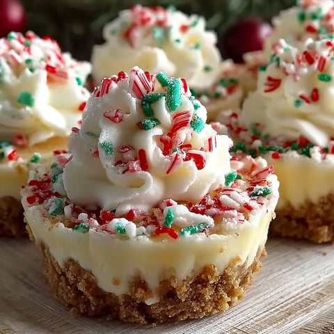 A close up of a no-bake Christmas mini cheesecake.