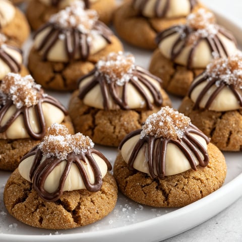 A plate of gingerbread kiss cookies.