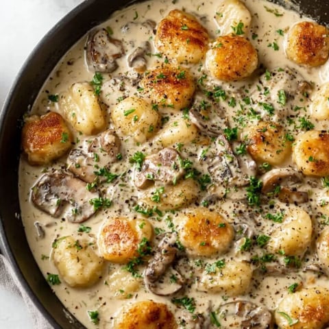 A bowl of creamy boursin gnocchi.