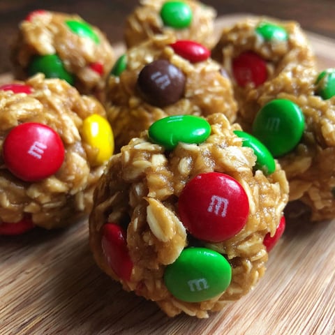 A plate of M&M energy bites.