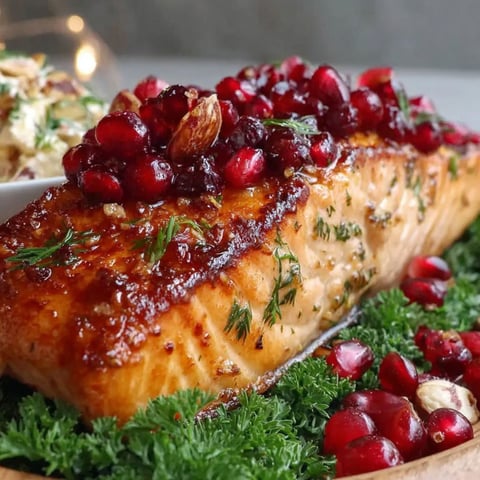 A salmon dish with a sauce and garnish.