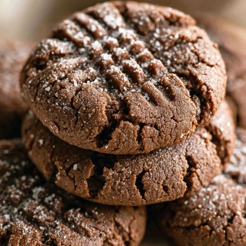 Chocolate peanut butter cookies with powdered sugar.
