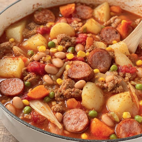 A pot of Texas Cowboy Stew.