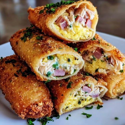 A stack of crispy chicken greggs egg rolls.