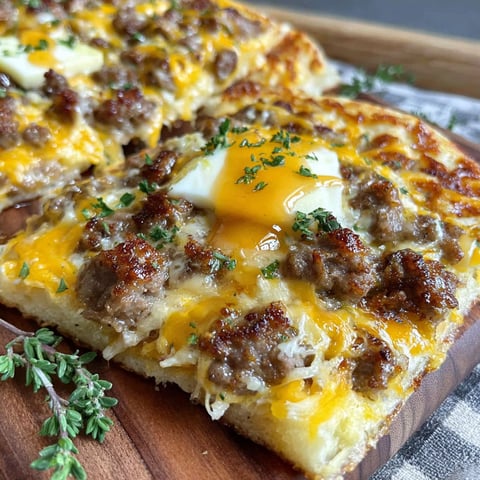 A slice of pizza with sausage and cheese on a wooden cutting board.