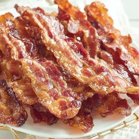A plate of bacon slices.