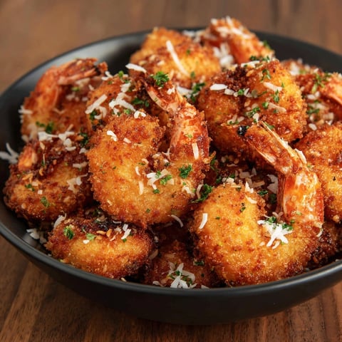 A bowl of shrimp covered in coconut.