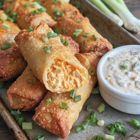 A tray of buffalo chicken egg rolls.