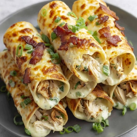 A plate of chicken bacon ranch taquitos.
